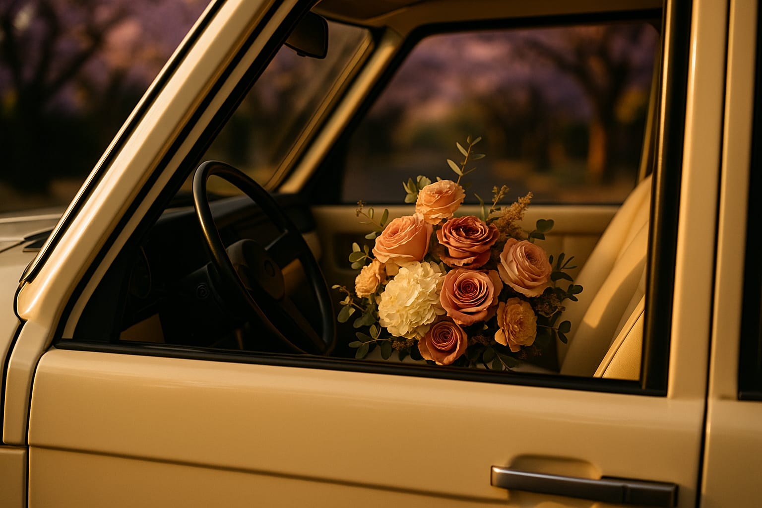 Bouquet handover at doorstep